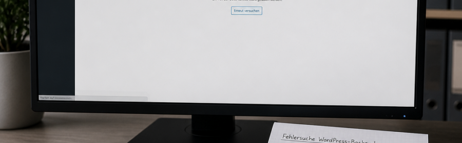 Teilweise geladener WordPress Admin mit fehlenden Dashboard-Elementen