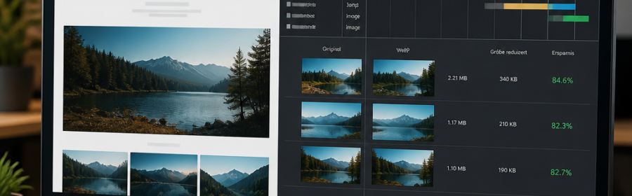 Analyse langsamer WordPress-Bilder mit Wasserfall-Diagramm und optimierten Bildvarianten