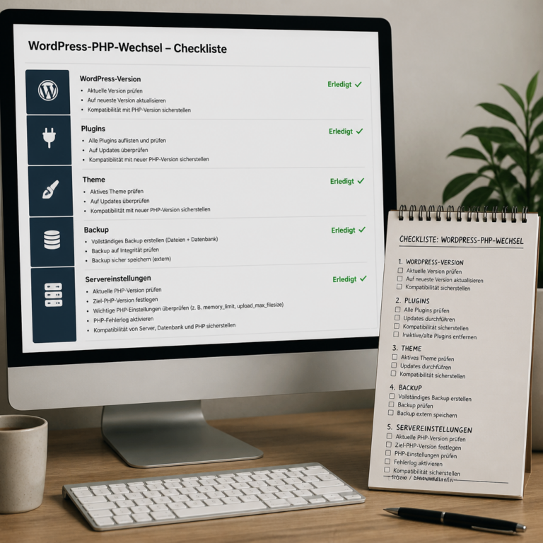 Checkliste zur Vorbereitung eines PHP-Wechsels bei WordPress