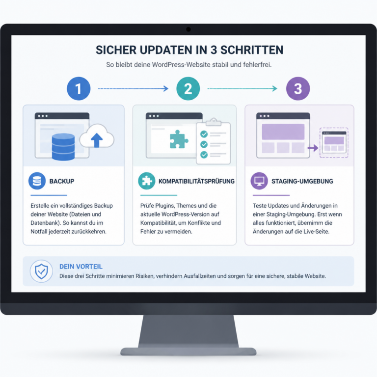 Vorbereitung eines WordPress-Sicherheitsupdates mit Backup und Testumgebung
