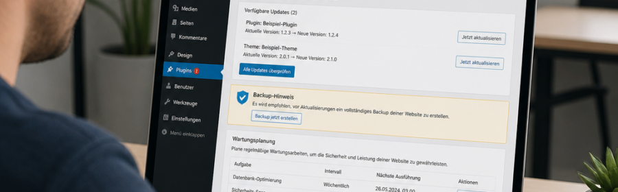 WordPress-Update im Dashboard mit vorheriger Backup-Planung