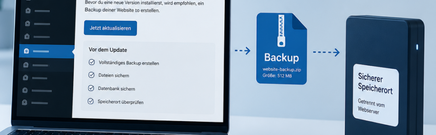 WordPress-Website wird vor einem Update mit Dateien und Datenbank gesichert