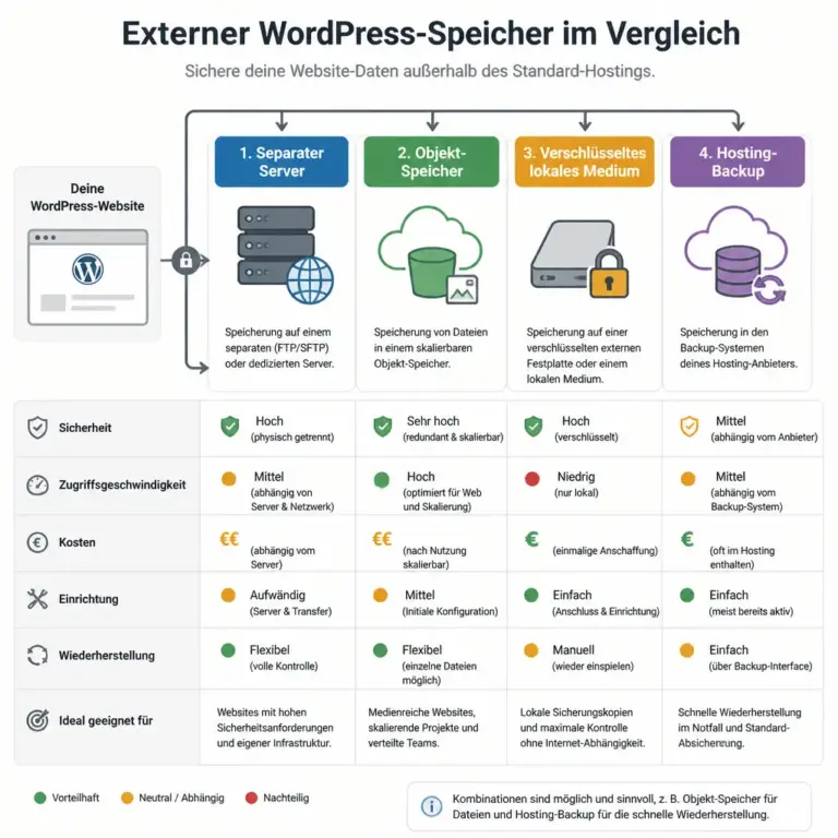 Vergleich verschiedener externer Speicherziele fu00fcr WordPress-Backups