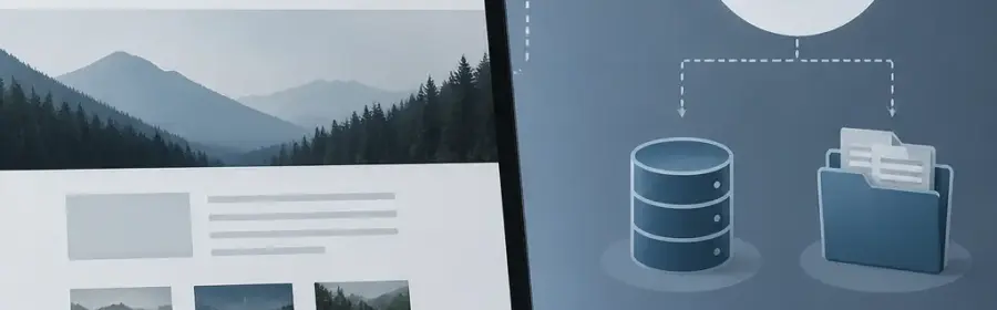WordPress-Website mit getrenntem externem Speicher für ein verschlüsseltes Backup