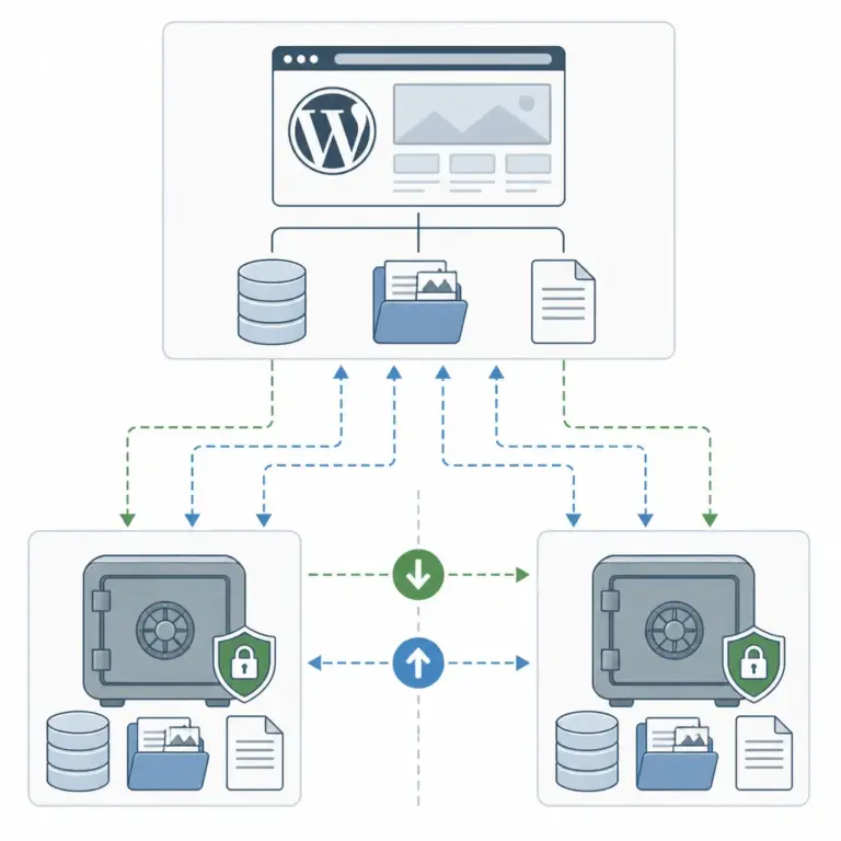 WordPress-Datenbank und Dateien werden an getrennte geschu00fctzte Speicherorte gesichert