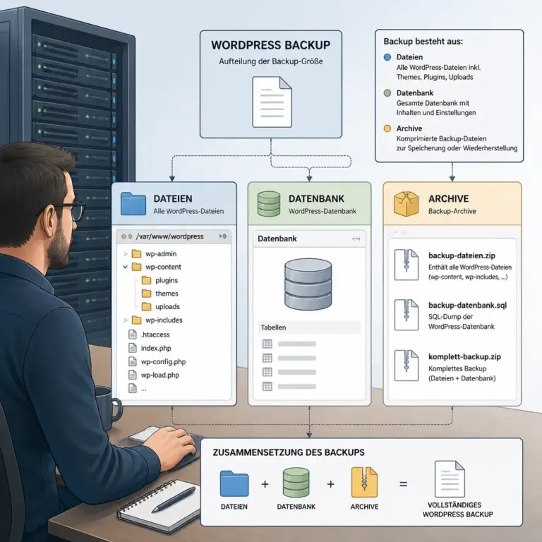 Getrennte Analyse von WordPress-Dateien, Datenbank und Backup-Archiven