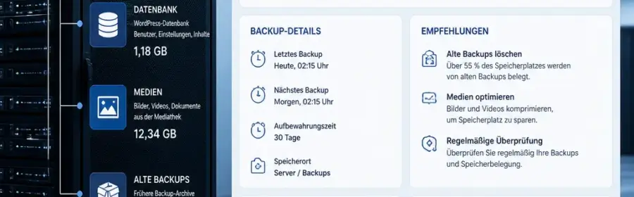 Analyse der Größenanteile eines zu großen WordPress-Backups