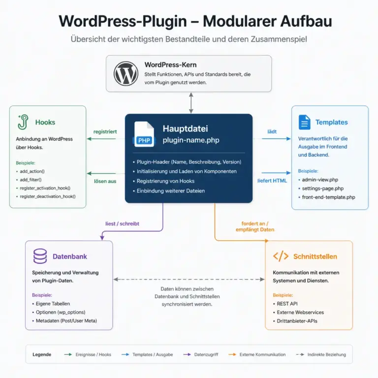 Technische u00dcbersicht der wichtigsten Bestandteile eines WordPress-Plugins