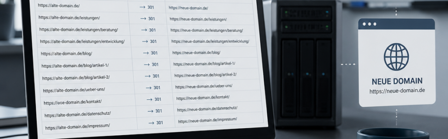 Planung eines WordPress-Domainwechsels mit URL-Weiterleitungen, Backup und neuer Domain
