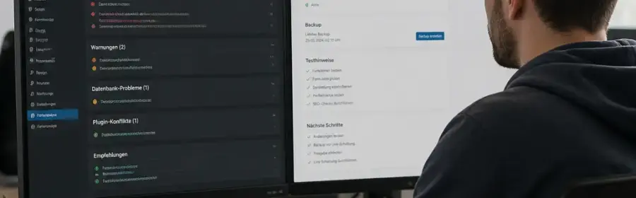 WordPress-Entwickler analysiert einen Website-Fehler in einer sicheren Staging-Umgebung