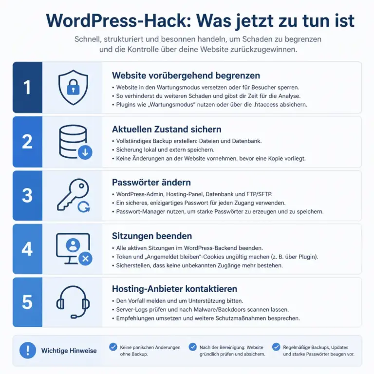 Die wichtigsten ersten Schritte nach einem mu00f6glichen WordPress-Angriff