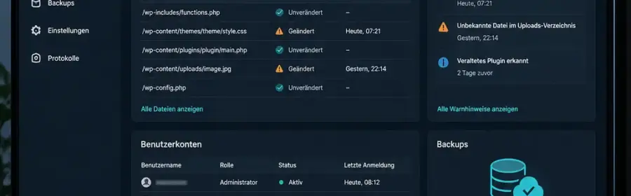 Analyse einer kompromittierten WordPress-Website mit Benutzer-, Datei- und Backup-Prüfung
