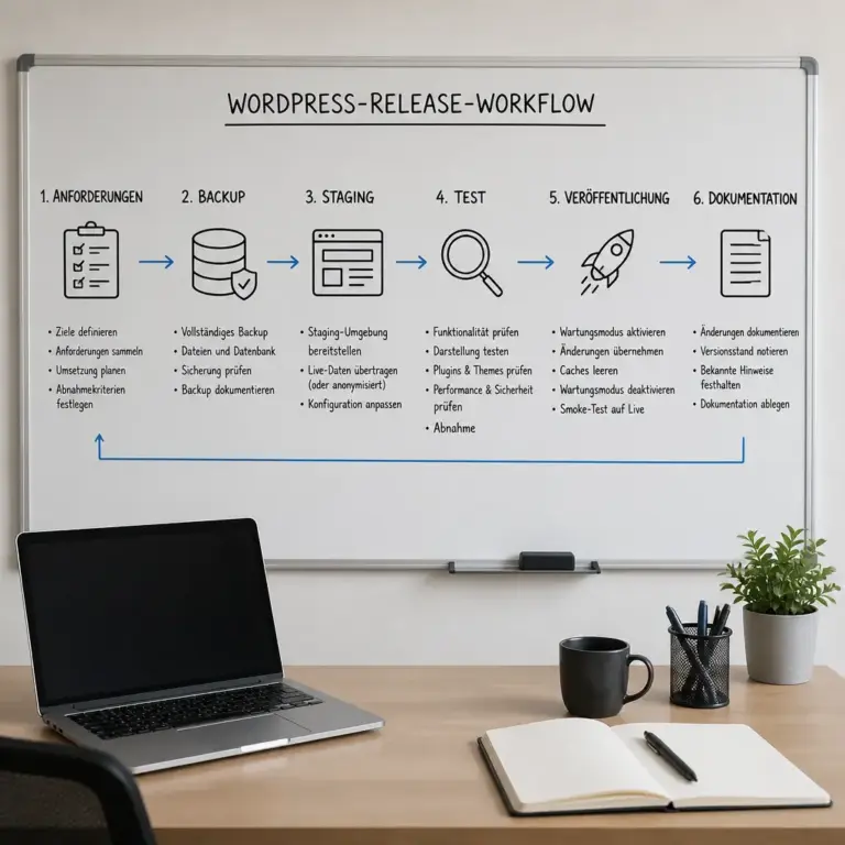 Schrittweiser Workflow fu00fcr sichere WordPress-Kundenprojekte mit Backup und Staging