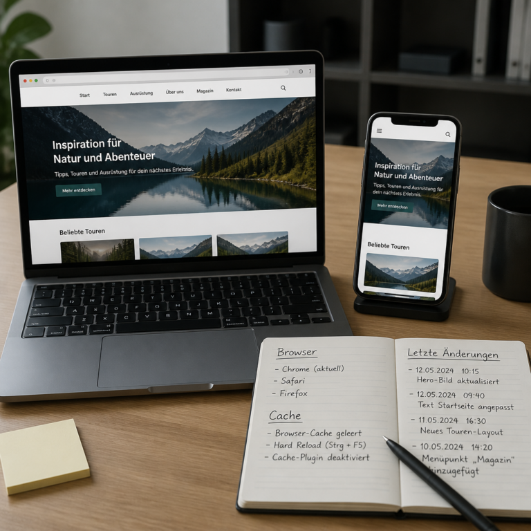 Vergleich einer fehlerhaften WordPress-Website auf Desktop und Mobilgeru00e4t