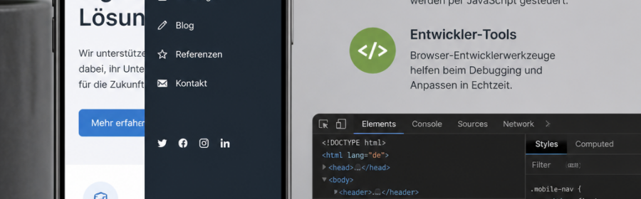 Mobiles WordPress Menü auf einem Smartphone bei der Fehlersuche
