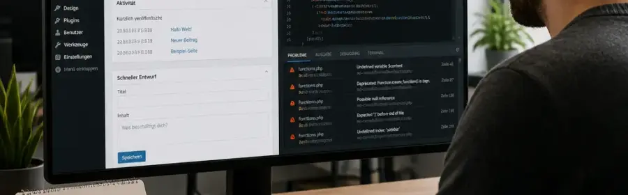 WordPress-Entwickler analysiert eine Website und priorisiert technische Aufgaben