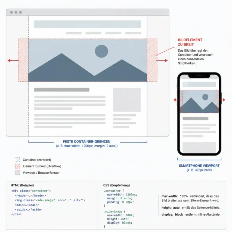Zu breites Element als Ursache eines mobilen WordPress-Layoutfehlers