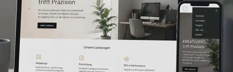 Responsive WordPress-Website auf Desktop und Smartphone mit mobilem Menü