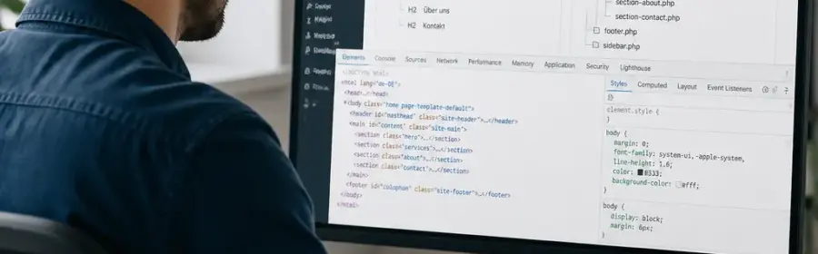 Analyse einer WordPress-Theme-Struktur und ihrer SEO-relevanten HTML-Ausgabe
