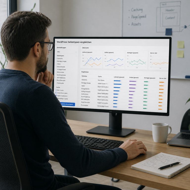 Vergleich verschiedener WordPress-Seitentypen bei einer TTFB-Messung