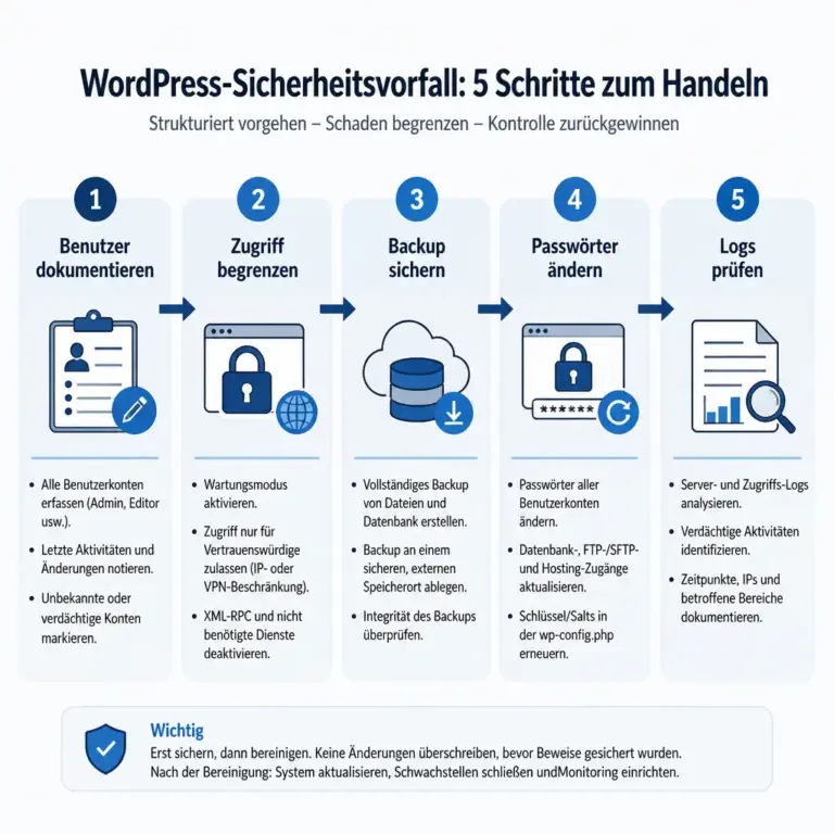 Schrittfolge zur Reaktion auf einen unbekannten WordPress-Administrator