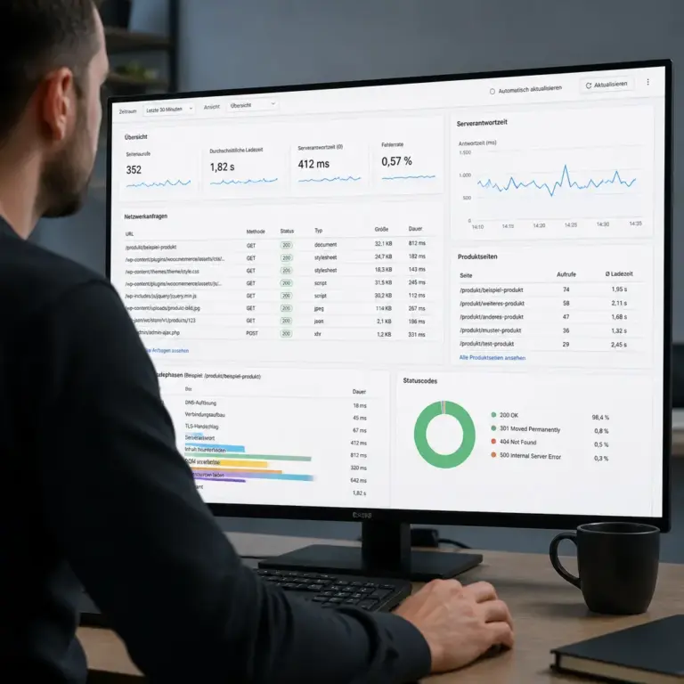 Analyse der Ladezeiten und Serverantworten eines WooCommerce-Shops