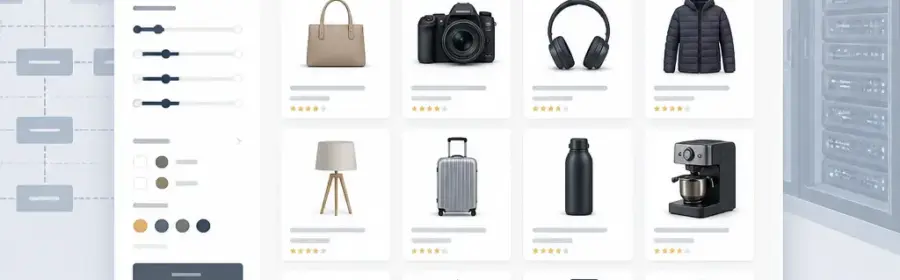 Übersicht eines umfangreichen WooCommerce-Shops mit vielen Produkten und Performance-Elementen
