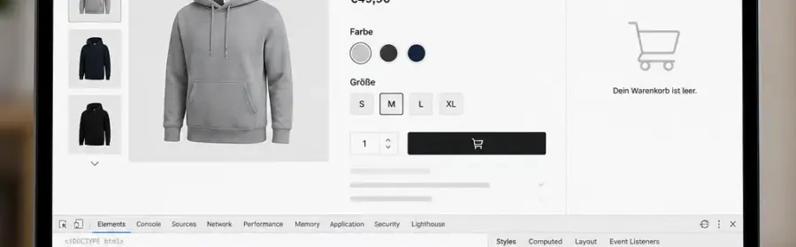 WooCommerce-Produktseite mit leerem Warenkorb bei der Fehlersuche