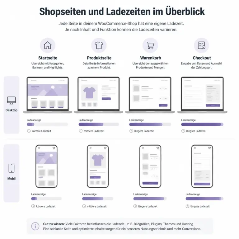 Unterschiedliche Ladezeiten auf Produktseite, Warenkorb und Checkout eines WooCommerce-Shops