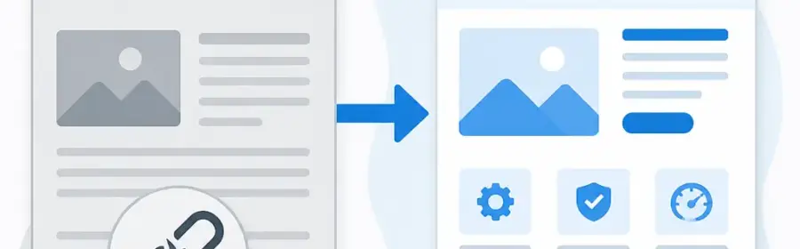 Schematische Darstellung einer direkten Weiterleitung von einer alten WordPress-URL auf eine passende neue Zielseite