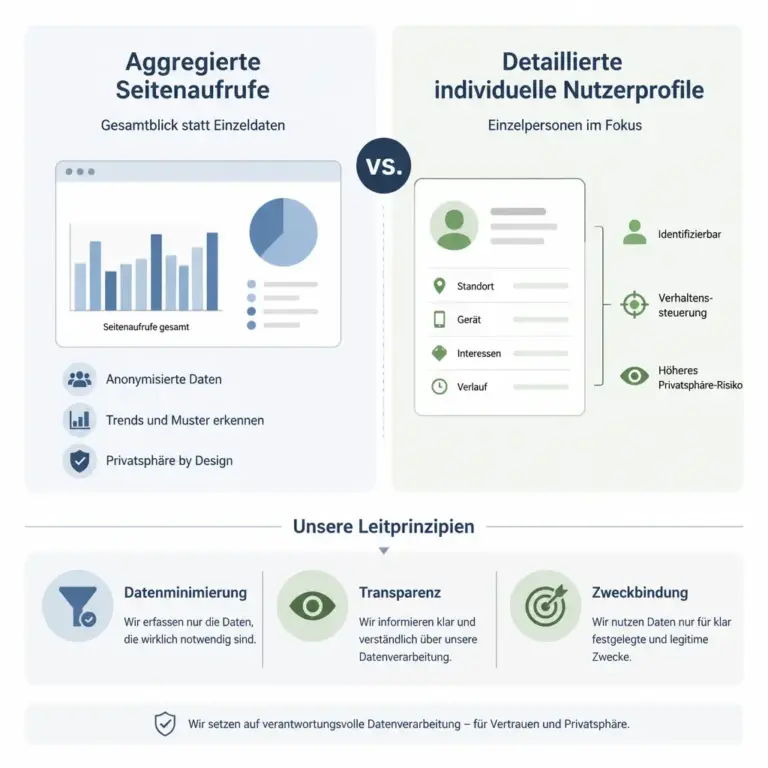 Infografik zum Unterschied zwischen aggregierter Webanalyse und individuellen Nutzerprofilen