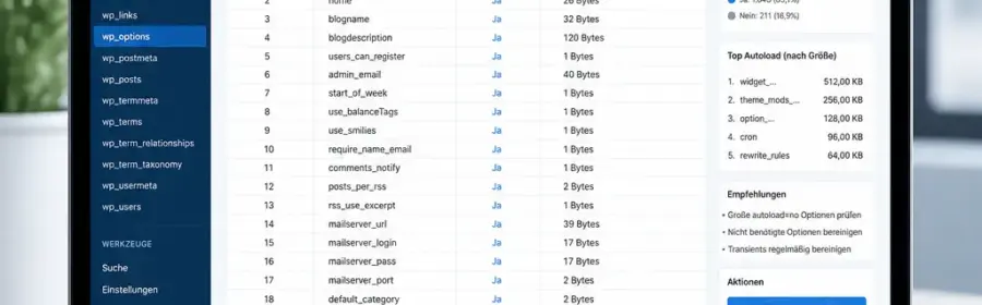 Analyse großer WordPress-Autoload-Daten in der Tabelle wp_options