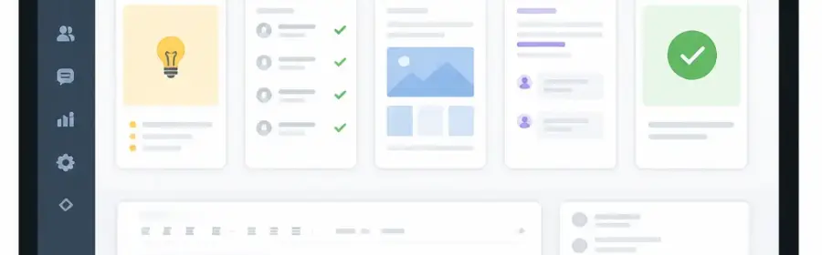Übersicht eines strukturierten WordPress-Autorenworkflows von der Idee bis zur Veröffentlichung
