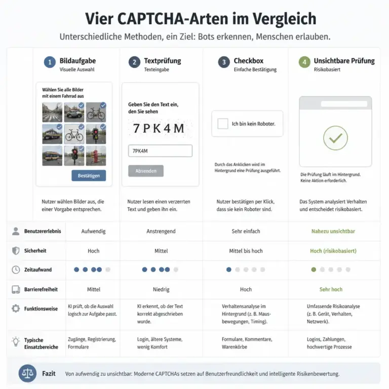 Vergleich verschiedener CAPTCHA-Arten fu00fcr WordPress-Formulare