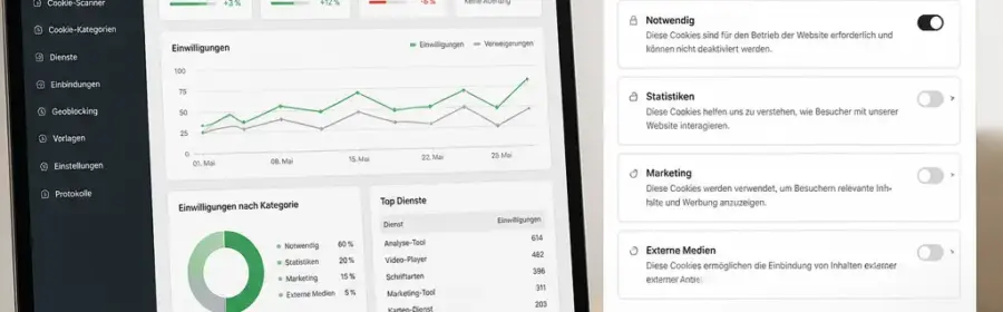 Übersichtliche Consent-Management-Einstellungen für eine WordPress-Website
