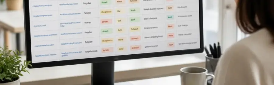 Inhaltsinventar für einen WordPress Content Audit mit Bewertungskriterien und Maßnahmen