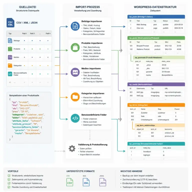 Verschiedene Datentypen werden in WordPress importiert