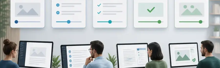 Schematischer WordPress-Redaktionsworkflow von der Erstellung bis zur Veröffentlichung