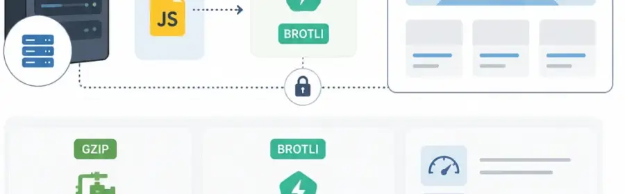 Illustration der komprimierten Übertragung von WordPress-Dateien zwischen Webserver und Browser