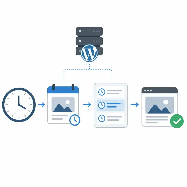Technischer Ablauf einer geplanten WordPress-Veru00f6ffentlichung u00fcber Cron