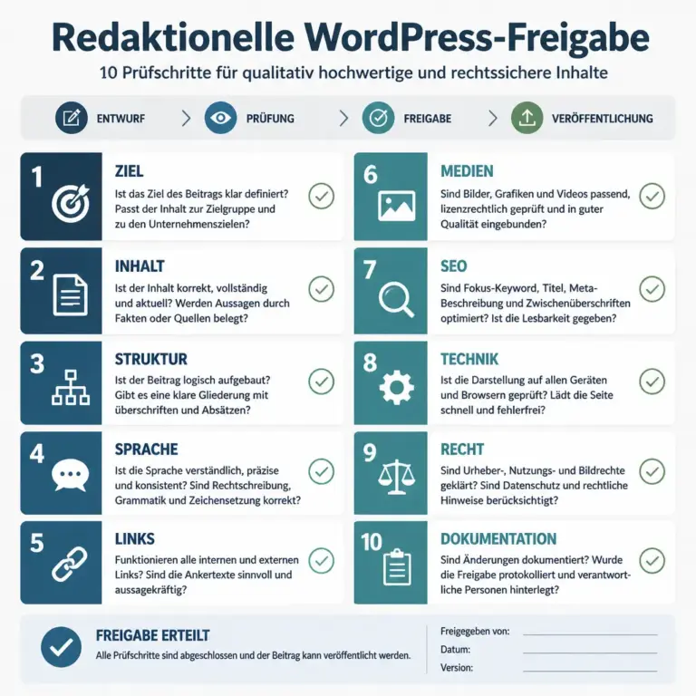Redaktionelle Checkliste fu00fcr die finale WordPress-Freigabe