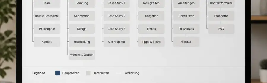 Übersichtliche Kategorienstruktur für eine WordPress-Website mit Haupt- und Unterthemen
