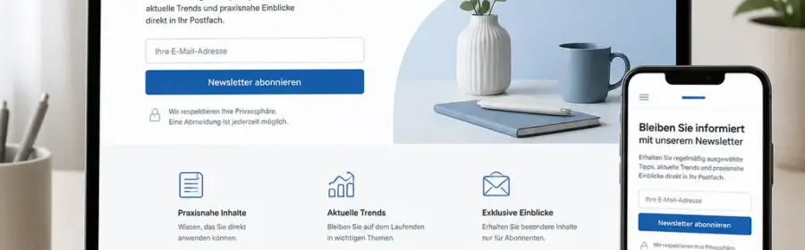 Klar strukturiertes Newsletter-Anmeldeformular auf einer WordPress-Website