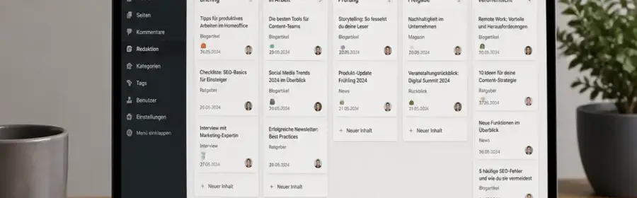 Übersichtlicher Redaktionsworkflow für die Planung, Prüfung und Veröffentlichung von WordPress-Inhalten