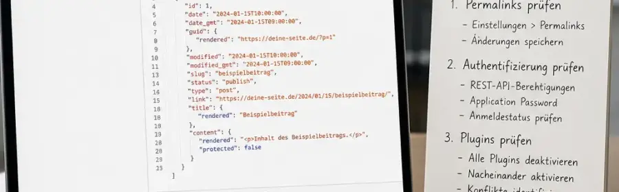 Analyse eines WordPress REST API Fehlers in der Browser-Entwicklerkonsole