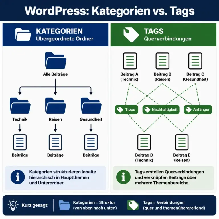 Vergleich von Kategorien und Tags in einer WordPress-Struktur
