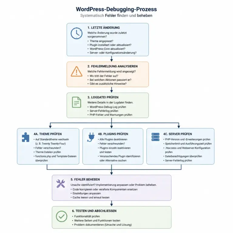 Systematischer Ablauf zur Eingrenzung eines WordPress-Theme-Fehlers